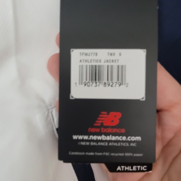 NB New Balance hooded windbreaker in blue and white, size medium. - Picture 8 of 10
